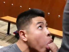 Asian sportboy sucks in locker room (11'')